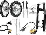 YC Yier 630mm Front Forks End Triple Clamps + Rear Swing Arm + 14" 12" Wheel 80/100-12 60/100-14 Tire and Rim Disc Brake Assembly for Mini Pit Dirt Bike Monkey Trail 70cc 90cc 110cc 125cc CRF XR SSR