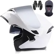 Modular Motorcycle Helmet DOT/ECE Approved Full Face Flip Up Anti-Fog Double Visor Helmet Built-in Dual Speaker with Microphone for Adults