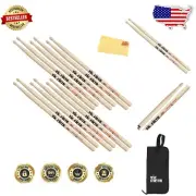 Ultimate 6-Pack of 5B Hickory Drumsticks with Austin Bazaar Polishing Cloth