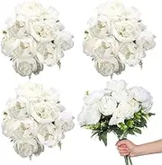 Yunlly 56 Heads Peonies 8 Bunches Artificial Peony Flowers Silk Fake Peony Flowers for Table Centerpieces Boho Home Decor Arrangement Decor Floral Bouquets Wedding Bouquet (White)