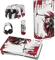 PlayVital Sticker Skin for ps5 Slim Disc Edition,Skin Vinyl Decal for ps5 Slim Console,Protective Cover Skin Foil for ps5 Controller & Charging Station & Headset & Media Remote-Blood Zombie