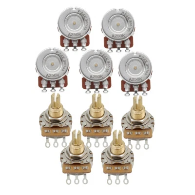 FLEOR 10pcs A250K Guitar Pots Full Size Potentiometers Brass Long Split Shaft