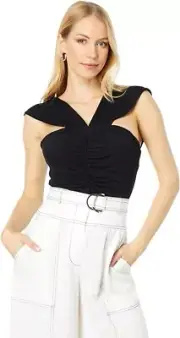 BCBGMAXAZRIA Women's Halter Knit Half-Sleeve Tee, Black, Small (US 4)