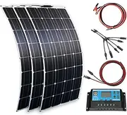 Monocrystalline Bendable 900W Solar Panel Kit,Flexible Solar Panel 3Pcs 300W,Monocrystalline Bendable 900W Solar Panel Kit,with Charge Controller(10-60A),for Rv Boat Cabin,30Acontroller