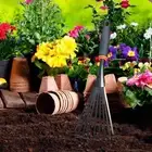 Small Garden Rake with Ergonomic Handle 9 Tines Leaf Rake Metal Shrub Rake for