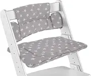 High Chair Cushion for Wooden High Chairs Extra Padded Soft Dining Chair Seat Cushion Fully Wipe Clean Baby Cushion Cover Easy to Fit Seat Pad for Kids Dining Studying Step Tool (Gray Stars)