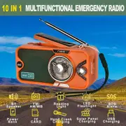 Bluetooth Emergency Weather Radio Portable Hand Crank Solar RADIO Receiver AM FM WB Multifunctional Radio Speaker with SOS Alarm Color Orange