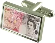 [Select Gifts] Money £50 Pound Note Cufflinks Crystal Tie Clip Bar Box Set Engraved