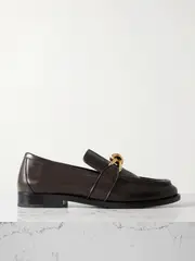 [Bottega Veneta] Bottega Veneta - Astaire Embellished Leather Loafers - Brown - EU 40 EU 40 Brown