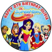 1 x 19cm DC SUPERHERO GIRLS Edible Cake Topper Rice Wafer Paper