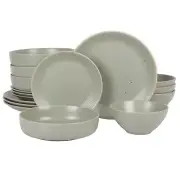 Gibson Home Dinah 16-Piece Double Bowl Stoneware Dinnerware Set - Sage Green