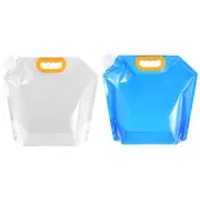 2Pcs 5L Collapsible Water Container Bag Plastic Storage Jug Water Bag Clear Blue