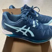 Asics Gel Resolution 8 Blue Harmony White Hard Court, Sz 7, New, Free Shipping!!
