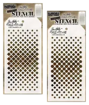 Tim Holtz Stencils Mixed Media Gradient Shape Stencil Square & Circle Patterns