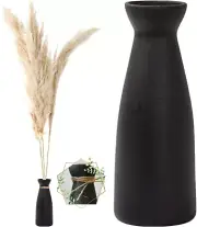 W.Z Black Ceramic Vase for Pampas Grass, Modern Boho Home Decor Style,