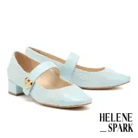 在飛比找momo購物網優惠-【HELENE_SPARK】氣質愛心寬帶瑪莉珍低跟鞋(藍)