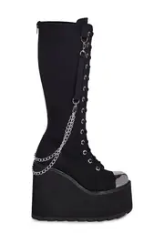 [Y.R.U.] Detention Bondage Platform Boots - Black/Silver