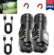 1/2pack Super Bright LED Mini Tactical Flashlight USB Rechargeable 5 Modes Light