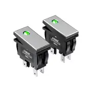 KCD3 DPST Boat Rocker Switch Green LED White Metal Panel Boat Rocker Toggle S...
