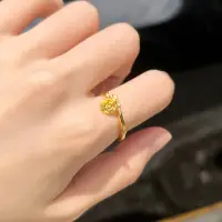 在飛比找蝦皮購物優惠-韓國女復古玫瑰花黃金色戒指金色素圈指環活口可調整尾戒小紅書同