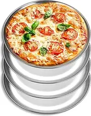 4 Pack 12 Inch Pizza Tray, Stainless Steel Pizza Oven Baking Tray, Round Pizza Baking Sheet, Pizza Cooking Plate for Roasting Pie Cake Cookie, Pizza Serving Tray, Nonstick Pizza Oven Tray
