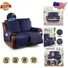 Durable Waterproof Recliner Sofa Cover with Elastic Straps - Dark Blue Checkered