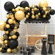 133Pcs Black Gold Balloon Garland Arch Kit Reusable Black Gold Birthday levos