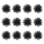 12-Pack Chiffon Flowers 1.97 x 1.97" Fabric Flowers for Craft [Black]
