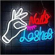 Sign Lamp "Nails Lashes" Neon Sign, Nail Studio Business Logo, Eyelash Led Usb Power For Nail Shops, Beauty Salons Decor 41cmх28cm