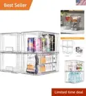 XL Stackable Storage Drawer Set -4 Clear Bins with Handles for Home Organization