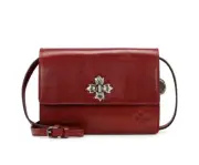 Patricia Nash Consilina Floret Leather Twist Lock Crossbody Bag Red /silver