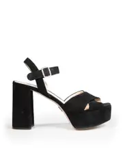 Black Suede Strappy Platform Sandals