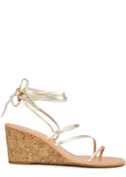 Ancient Greek Sandals Lithi Lace-up Leather Wedge Sandals - Gold - 4 4