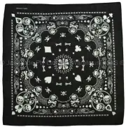 Bandana Head Wrap Cover Black White Paisley Skull Cross Bones Ace Spade POKER