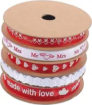 SHERCHPRY 5 Rolls Valentine Day Ribbons of Cute Multi Use Present Wrapping Ribbons for Present Packing Total High Density for DIY Decor Weddings and Celebrations