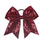 Sequin Bow Hair Clips for Girls Large Red Cheer Hair Bows Glitter Red Burgundy