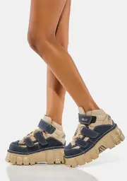 [New Rock] Light Brown Metallic S21 Suede Sneakers