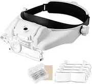 LED Head Magnifying Glasses Lamp with Light Headband Magnifier Loupe Visor Hands-free for Close Work Sewing Reading Crafts