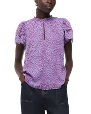Whistles Sketched Cheetah Frill Sleeve Top