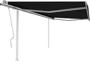 VRAXO Manual Retractable Awning with Posts 4x3 m Anthracite -44.61KG,3069939