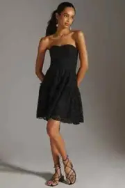 NWT Anthropologie Eva Franco Floral Lace Mini Dress Black Size 4 New