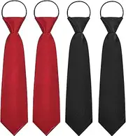 [MESU] 4 Pcs Boy's Necktie Pre-tied Neck Strap Tie for Wedding Graduation School Uniforms