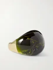[Dinosaur Designs] Dinosaur Designs - Large Gold-tone And Resin Ring - Army green - One size One size Green