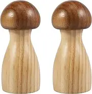 2 Pcs Wood Salt and Pepper Grinder Set Mushroom Shape Manual Salt and Pepper Mill Grinder Coarseness Adjustable Salt Grinder with Ceramic Core Creative Mill Grinder Set for Kitchen Party Dinner //