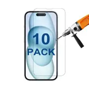 10 Pack Tempered Glass Screen Protector Guard for Apple iPhone 15 PLUS Bulk