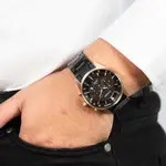 【WANGT】CITIZEN 星辰 AN8196-55E 商務時尚 三眼計時 黑面金框 不鏽鋼石英腕錶 42MM