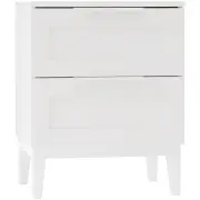 Stanley Modern Classic Wooden Nighstand Side Bedside Table W/ 2-Drawers - White