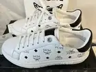 Authentic MCM Women's New Court Low Top White Leather Sneakers, Size 36