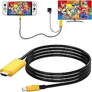 Boreguse Switch Dock for NS/OLED Mode,1.8M/ 6FT Switch HDMI Cable with 4K/1080P USB C to HDMI Adapter and 100W Charging Port, Yellow and Black