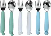 Kids Utensil Set, Stainless Steel Forks and Spoons with Soft Grip Handles, 6 Piece